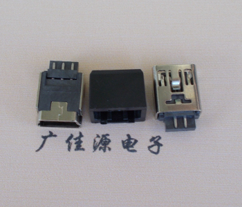 泸州MINI USB 5Pin接口 带护套焊线母座 B型180度铜壳
