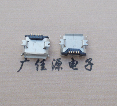 泸州Micro USB 5PIN接口,B型垫高0.9mm鱼叉脚贴片雾锡卷边